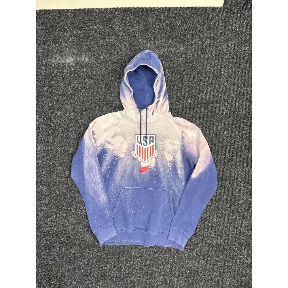 Nike US Soccer USA National Team Bleached Hoodie Blue Medium Pullover